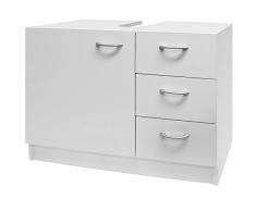 Deuba armadietto sottolavabo mobile per il bagno 63X54x30cm 3 cassetti e ripiano con anta bianco mobiletto per lavandino