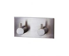 KES Ganci Appendiabiti Doppio Autoadesive Bagno Lavabo, Acciaio INOX, Spazzolato, A7060H2