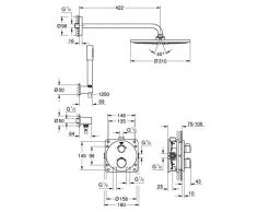 Grohe 34731000 Set Doccia Completo di Termostatico Incasso a 2 Vie, Corpo Incasso Smartbox, Soffione Rsh 310 e Manopola Sena Grohtherm, Design Tondo