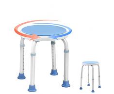 AUFUN Sgabello per Doccia 36-51cm Regolabile in Altezza Sedia Doccia 360 ° sedile girevole per vasca da bagno doccia antiscivolo sedile da bagno in alluminio e plastica per anziani, donne incinte