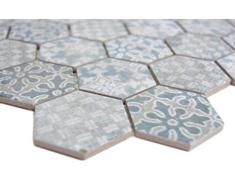 Piastrelle a mosaico, in ceramica, esagonale, blu, rivestimento per vasca da bagno, piastrelle da cucina, piastrelle per WC
