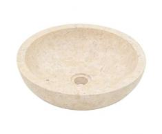 Festnight Lavandino da Bagno Appogio in Pietra Marmo Nero/Crema 40x12 cm,Lavabo da Bango Aggoggio in Pietra,Lavandino Rotondo,Lavano Rotondo,Lavandino Appoggio,Lavabo Appoggio