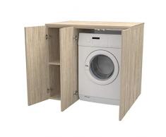 Ve.Ca. Mobile lavanderia con ante Riga 105 cm in legno, copri lavatrice/asciugatrice, diversi colori, anche su misura, bagno (Rovere vintage)