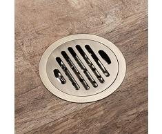 Popowbe, Griglia di scarico rotonda per pavimento di bagno o doccia, in ottone, anti-odore, scarico per pavimento del bagno