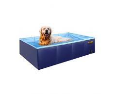 KOPEKS - Piscina per Cani e Bambini, Piscina Rettangolare Vasca per Bambini Pieghevole Ideale per Animali Domestici, Misura Grande 110 x 70 x 30 cm - Blu