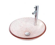 LKYJD Lavandino da bagno artistico, vaso in vetro temperato, ciotola rotonda Art Basin (Color : Red, Size : Basin+Faucet)