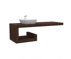 VE.CA-ITALY MENSOLA LAVABO FORMA A G IN LEGNO MASSELLO PROFONDITA 50 CM - SPESSORE 5 CM, IN 3 COLORAZIONI + KIT REGGIMENSOLA 100% MADE IN ITALY (Frassino naturale vern. Noce scuro, da 181 a 200 cm)