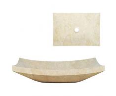 Festnight Lavandino da Bagno in Marmo,Lavabo da Bagno in Marmo Nero/Crema,Lavandino Appoggio,Lavabo Appoggio,Lavandino Rettangoalre,Lavabo Rettangoalre,Lavandino Design,Lavabo Design 50x35x12 cm