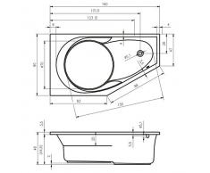 Vasca da bagno in acrilico RIHO angolare destro YUKON 160 x 90 cm