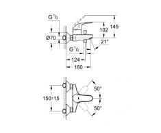 Grohe 32743000 Euroeco Miscelatore Monocomando per Vasca/Doccia, Cromo
