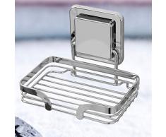 Yardwe Portasapone Adesivo a Muro in Acciaio Inox per Doccia e Cucina Senza Fori(Argento)