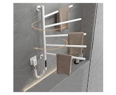 BYIYGSL Scaldasalviette Elettrico, portasciugamani Girevole a 5 Bracci a Parete, radiatore da Bagno Elettrico in Acciaio Inossidabile (Color : Bianco)