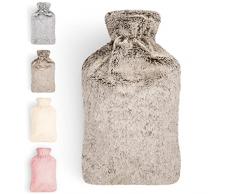 Blumtal Borsa Acqua Calda Peluche da 1,5L, Fodera in Peluche Morbida, Boule Acqua Calda, Borsa Acqua Calda per Dolori - Marrone