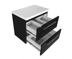 Mobile sottolavabo con piano lavabo, set di mobili da bagno, larghezza 50 cm, colore laccato nero