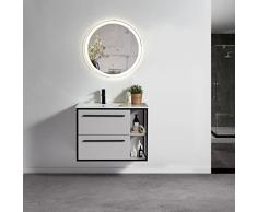 Totò Piccinni Set SOGNO Mobile Bagno sospeso con due cassetti con lavabo 80 cm e specchio tondo led