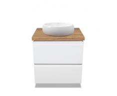 VBChome Linda - Mobili da bagno, 60 cm, colore: bianco, mini lavabo da appoggio senza foro per rubinetto, 40 x 30 cm, piccolo lavabo con mobiletto per lavabo, 2 cassetti, modulo, moderno