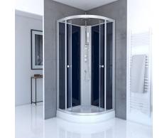 MARWELL Doccia completa Night 85 x 85 x 225 cm – Doccia rotonda con ingresso frontale – Box doccia con profili in alluminio di alta qualità – Altezza ingresso 15 cm