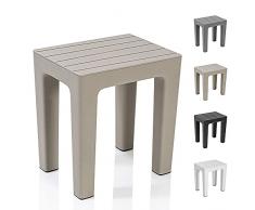 Inbagno Sgabello Bagno Doccia Multiuso Lello Alta Resistenza, 38x29x41 cm Effetto Legno, Portata 150 kg (1, Tortora)