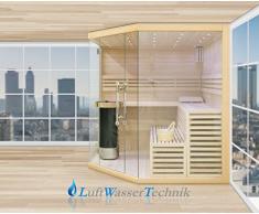 Sauna finlandese in abete Hemlock con frontale in vetro, Harvia Ingegneria, modello 6h01l 200 X 200 X 210
