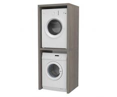 Ve.Ca. Mobile colonna Coprilavatrice, in legno, copri lavatrice/asciugatrice, diversi colori, anche su misura, lavanderia arredo bagno (Rovere grigio)