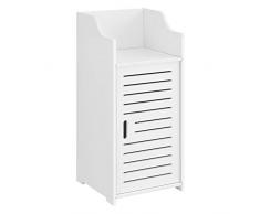[en.casa] Armadietto da Bagno a Terra con Anta e Ripiani 72 x 32 x 32 cm Mobiletto da Stoccaggio Armadio da Bagno con Sportello di Design - Bianco