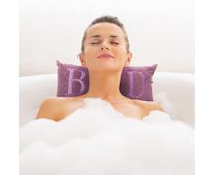 Relaxdays Cuscini Vasca da Bagno, Modello Agnes, 37 X 18 cm, Dotato di Ventose con Scritta Bad, Lilla