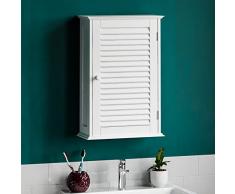 Bath Vida Liano Armadietto da Bagno con Sportello Singolo, in Legno, Colore: Bianco, H 57 x L 39 x P17 cm Circa
