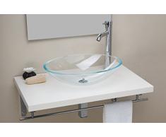 LAVABO/SOPRAPIANO/LAVANDINO BAGNO D'APPOGGIO IN VETRO EXTRACHIARO FORMA OVALE