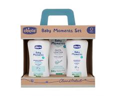 Chicco Baby Moments Set con Bagno Corpo da 200 Ml, Shampo Senza Lacrime da 200 ml, Pasta Lenitiva da 100 Ml, 0 Mesi +