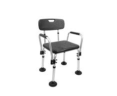 PEPE - Sedia Doccia Anziani, Sedia da Doccia con Braccioli, Sedia per Doccia Anziani Antiscivolo, Sedile per Vasca da Bagno, Sgabello Doccia Anziani, Montaggio Senza Utensili, Sedia Doccia Nero