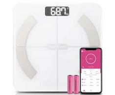 Bilance pesapersone Bilancia pesapersone digitale-Bilance impedenziometrica impedenziometrica Superficie in vetro con funzione di misurazione dei dati del grasso corporeo tramite APP