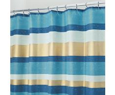 InterDesign Geometric Poly Tende per doccia in tessuto impermeabile, Tenda vasca da bagno in poliestere con motivo geometrico, verde acqua e oro