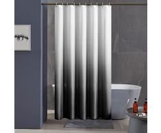 Furlinic Tenda Doccia Antimuffa Tessuto Nero Gradiente 120x200 cm Impermeabile Lavabile Piccola Tende Doccia Design Poliestere con 8 Ganci Tenda Doccia Colorata Scorrevole vasca Bagno
