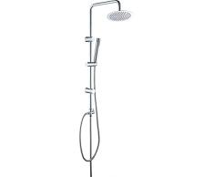 Görbach Colonna Doccia Acciaio Inox Senza Miscelatore Fori Muro Regolabili Colonna Doccia idromassaggio Asta Doccia Saliscendi Doccia con soffione Con Soffione a Pioggia in INOX Tondo 20cm.