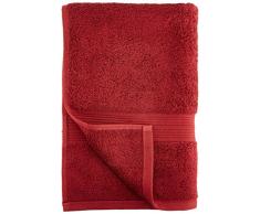 AmazonBasics - Set di 2 asciugamani da bagno e 2 asciugamani per le mani che non sbiadiscono, colore Rosso