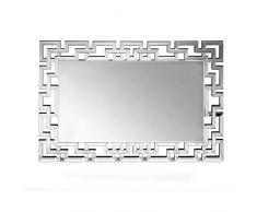 Norbe | Specchio da Parete Rettangolare GRETA 120x80 | Specchio da Parete Moderno | Specchio Decorativo con Cornice riflettente | Specchiera con Cornice Grecata | Specchio Rettangolare Moderno