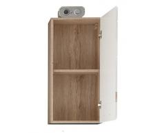 trendteam 133650196 - Armadietto per bagno Set One, effetto legno di rovere chiaro San Remo, dotato di sportello con finitura lucida bianca e 2 ripiani interni, 37 x 77 x 24 cm