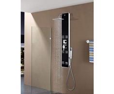 Festnight Pannello Doccia Multifunzionale Desgign Elegante in Vetro 18x42,1x120 cm Nero