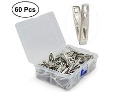 VIPbuy - 60 mollette in acciaio inox, per bucato, vestiti, calze, fotografie e conservazione di cibo