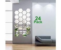 24 Pezzi Removibile Acrilico Specchio Adesivo Parete Specchio Decal per Casa Decorazione Soggiorno Camera da Letto (Stile 3)