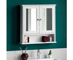 Bath Vida Priano Armadietto da Bagno a Doppia Anta, con Montaggio a Parete, in Legno, Colore: Bianco, H 58 x L 56 x P 13 cm Circa