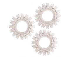 D'Casa - Set di 3 specchi da parete, colore bianco, motivo sole nascente