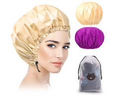 Cuffia doccia 2 Pezzi, Riutilizzabile Impermeabile Cuffia da Bagno Donna Elastica Grande Showe Caps, Donne Capelli Protezione per Donna Doccia Spa Salon Bagno Uso Domestico