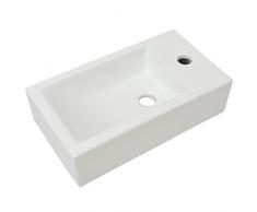 vidaXL Lavandino Foro Rubinetto Rettangolare in Ceramica 46x25,5x12cm Lavabo
