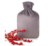 Blumtal Frido Borsa Acqua Calda Peluche da 1,8L, Fodera in Peluche Morbida, Boule Acqua Calda, Borsa Acqua Calda per Dolori (Grigio)