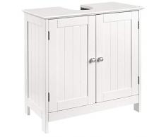 BAKAJI Mobile Sotto Lavabo Bagno 2 ripiani con Doppia Anta Chiusura Magnetica in Legno MDF Dimensione 60 x 30 x 60 cm Colore Bianco