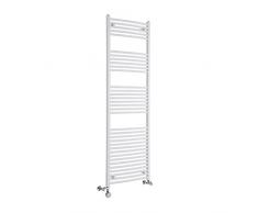 Hudson Reed Radiatore Scaldasalviette Misto Termoarredo Curvo Per Riscaldamento ad Acqua ed Elettrico in Acciaio Bianco (1800 x 600mm, Elemento 1000W)