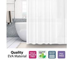 isimsus Tende da Doccia Impermeabile, Tenda Doccia Lavabile in Lavatrice con 12 ganci Tende per la Doccia Antibatterica Anti-Muffa PEVA Tenda da Doccia in Poliestere (180X200cm, Bianco)