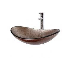 Lavandino da bagno contenitore rotondo in vetro, Retro Creative Art Lavabo da appoggio in vetro temperato