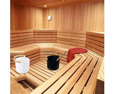 Raspbery Lussuoso Secchio in Alluminio da Sauna Finlandese 7L con Manico in Legno Lungo Set di barili da Sauna con mestolo Abbinato, Vasca da Bagno con Sauna per la casa, Sauna, Bagno a Sustainable